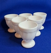 Arcopal Trianon uni weiß: 6 Eierbecher Opalglas France Frankreich 