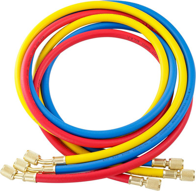 3 Pieces AC Manifold Gauge Hose Kit, Refrigerant Charging Hoses 1/4 SAE, 5FT AC