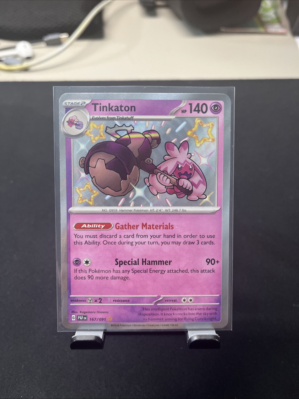 Tinkaton 167/091 Holo Shiny Rare SV: Paldean Fates NM