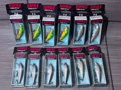 Lot of 12 rapala f-5 minnow original floating lures 2'' 1/16oz