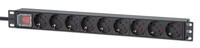 Intellinet 715133 1U Aluminum Black 9 Socket s AC Type F Type F 19" 1U Rackmount