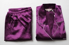 Lonxu Women's Silk Satin Button Down Pajamas Set EH6 Purple Size 2XL NWT