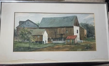 Vintage George Wilde "Farm Landscape Scene" Watercolor Painting - Signed/Framed