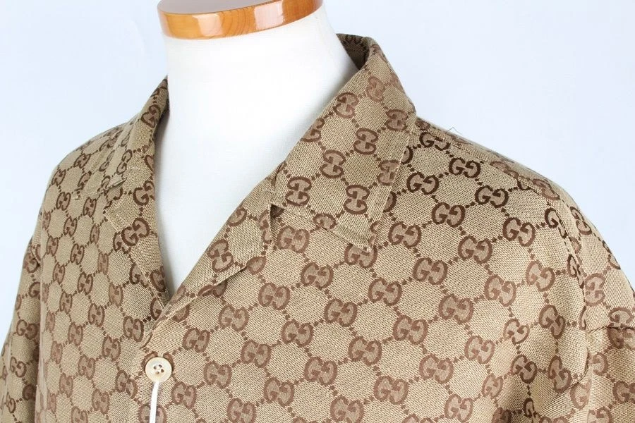 Giacca camicia manica corta in tela Gucci GG 48 87245942