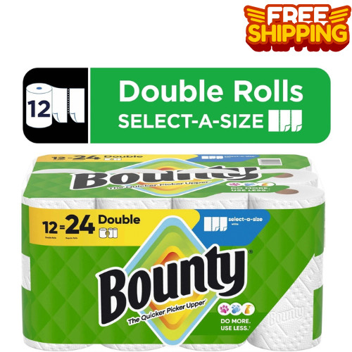 Bounty Paper Towels / 12 = 24 Double Rolls (24 Regular Rolls) White