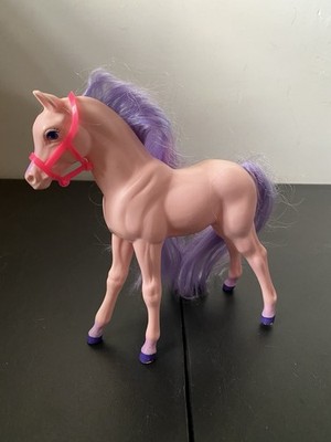 Vintage 1983 Mattel Barbie Doll Pink Horse Foal Filly Figure Purple Mane 9  Tall