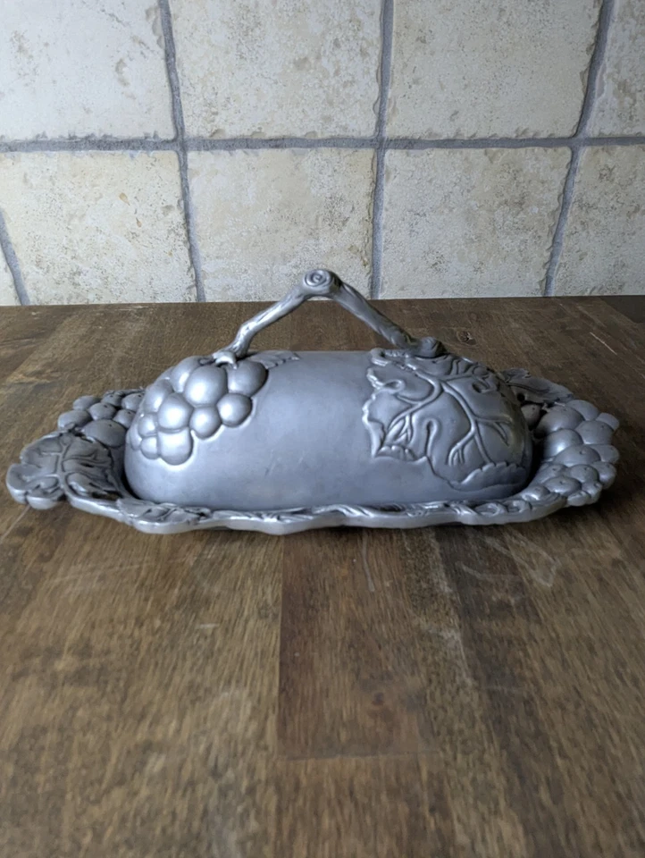 Plato de mantequilla cubierto vintage Arthur Court Grape Vine 2001 Foto 2 de 4