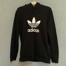 ADIDAS Originals Trefoil Men's Medium Hoodie Black Classic Pullover Zip Pockets