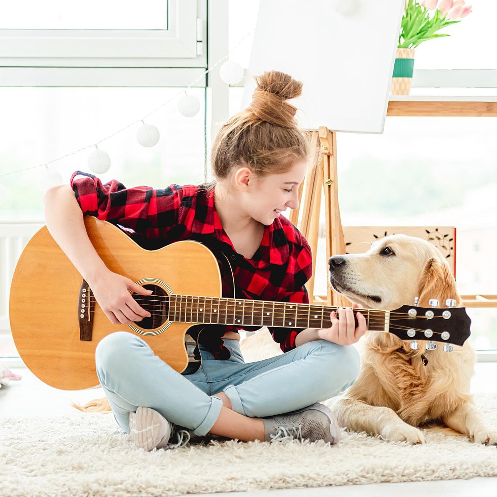 Blisstime 6 String Acoustic Guitar Bone Bridge Saddle And Nut Made