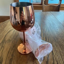 Stainless Steel Wine Goblets Rose Gold 16-18 Ounce Set Of 2