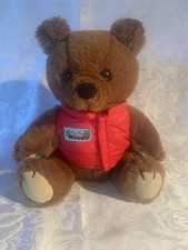 Vintage 1986 Dakin Woody Brown Teddy Bear Red Vest Stuffed Animal Plush 8.5  