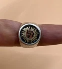 Vintage 925 Sterling Silver Aztec Sun Face Ring / Size 7