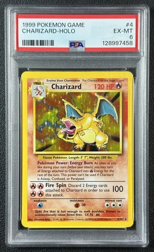 CHARIZARD PSA 6 1999 POKEMON GAME #4/102 RARE HOLO 7458