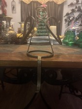 Extra Large Vintage Brass Angel Stocking Hanger Holder 13  Tall