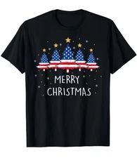 Patriotic USA Flag Christmas Tree T-Shirt - American Star & Stripe Xmas T-shirt