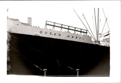 RMS Queen Mary Bow Docked NYC 1953 Photograph Greear Studio Vintage Pier