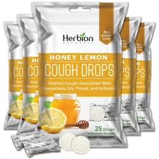 Pack of 5 HERBION Naturals Cough Drops with Honey Lemon Flavor, Dietary