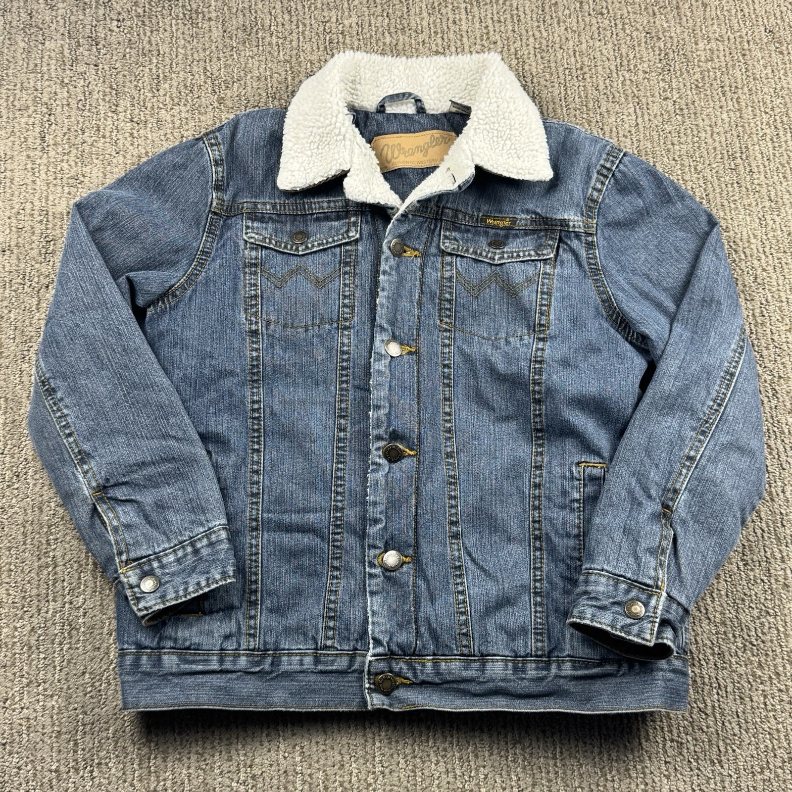 Wrangler Youth Boys L Sherpa Lined Denim Jean Jacket Trucker