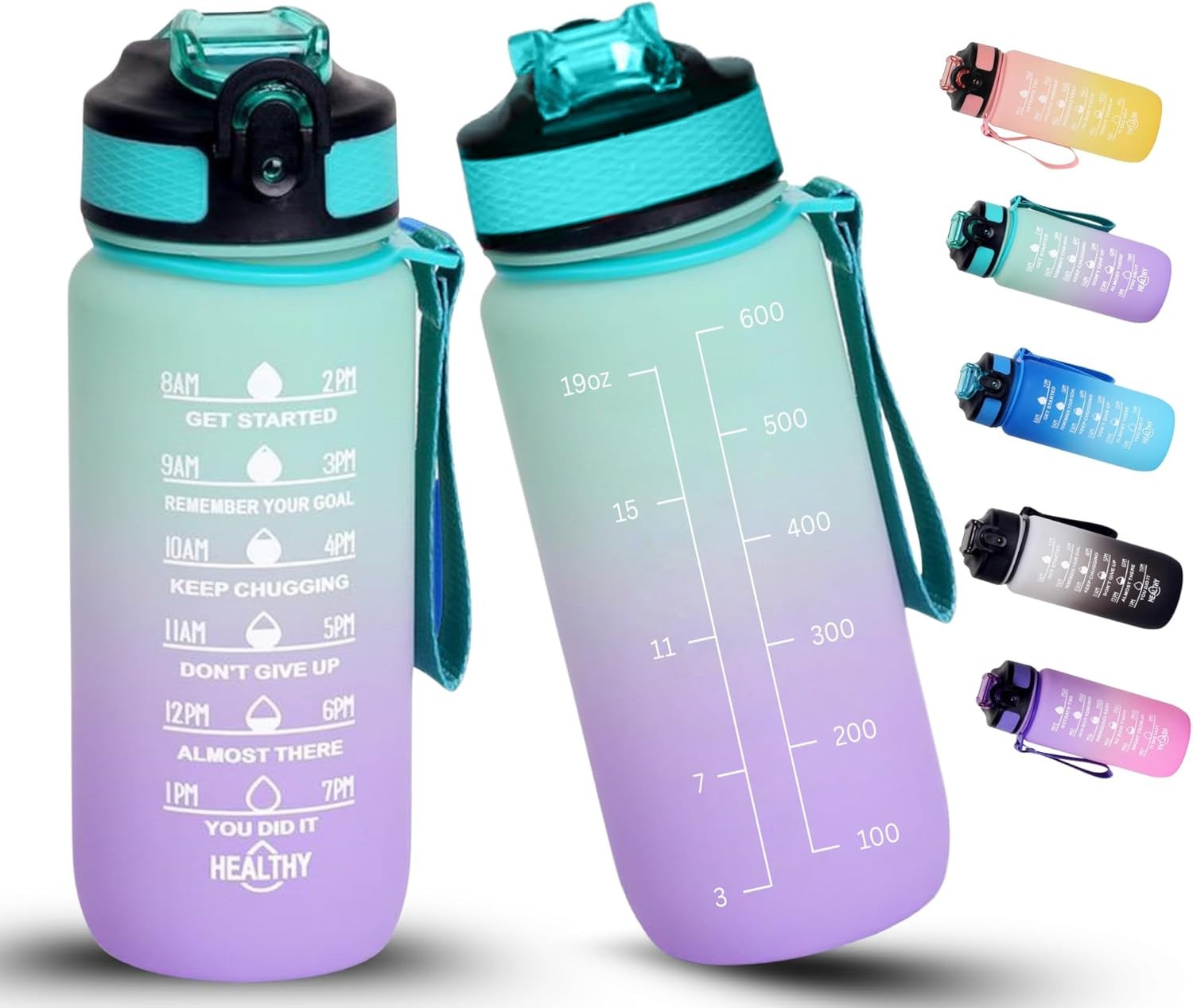 Trinkflasche Kinder 600ML, BPA-Frei Tritan Wasserflasche mit Strohhalm, Sport wa