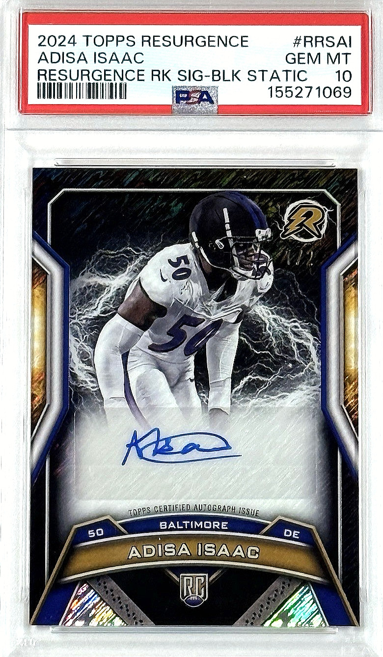 2024 Topps Resurgence PSA 10 POP 1 SSP 1/2 Adisa Isaac RC Auto /2 Ravens Rookie