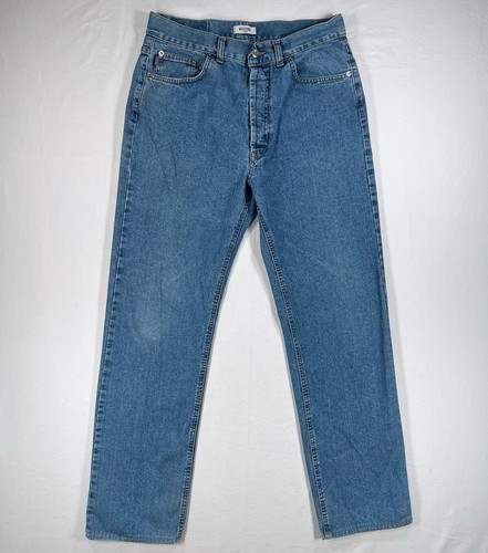 Moschino, Vintage 90s Moschino Peace Sign Denim Jeans Men's Size 34 (31x31) Light Wash