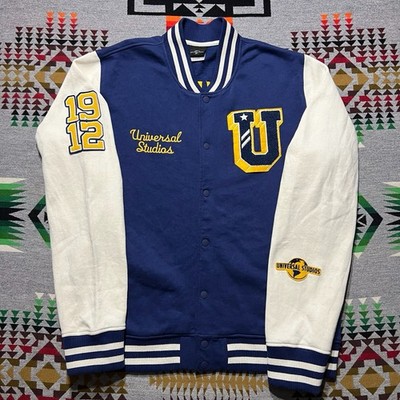 Universal Studios 1912 Collegiate Jacket Mens XL Blue Varsity Bomber Retro R1