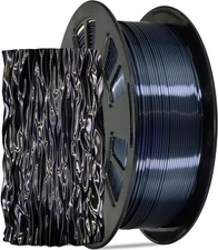 Silk Black PLA Satin Shiny 3D Printer Filament, 1.75mm Diameter 1kg Spool 2.2lbs