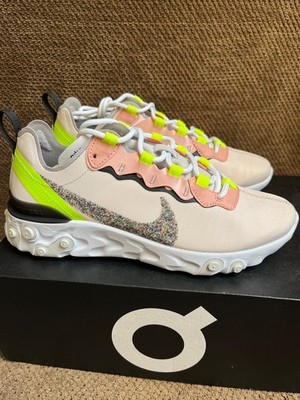 Nike Wmns React Element 55 PRM Light Soft Pink Volt Size 7.5 Women Running Shoes