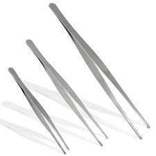 3pcs Stainless Steel Tweezer Set 8 10 12 Long Tweezers With Precision Serra