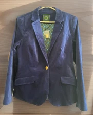 C Wonder by Christian Siriano Casual Velvet Style Blue Blazer Size: 10 Women QVC