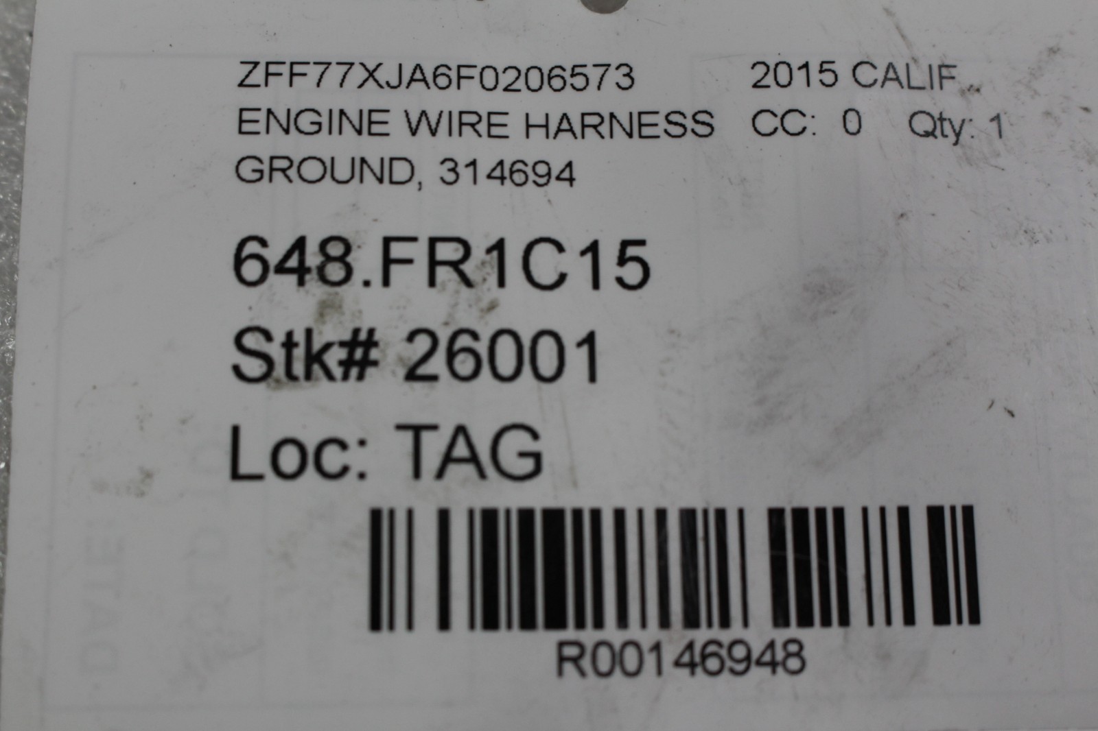 Ferrari California T, Ground Cable, Used, P/N 314694