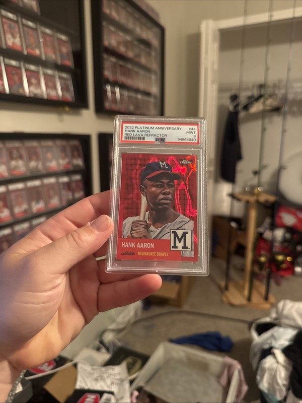 2022 Topps Chrome Platinum Anniversary #44 Hank Aaron Red Lava /5 Psa 9