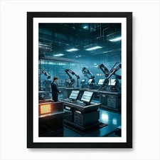 Futuristic Factory Art Print Framed Wall Art Poster Canvas Print Picture