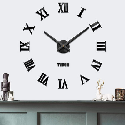 Mintime Modern Frameless DIY Wall Clock Large 3D Wall Watch Mirror Numbers for H
