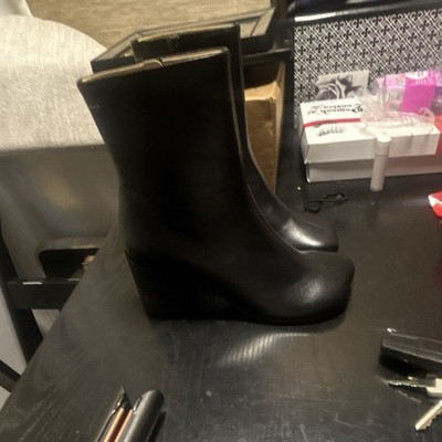 Maison Margiela MM6 Black Leather Ankle Wedge Boots Side Zipper Women EU 39