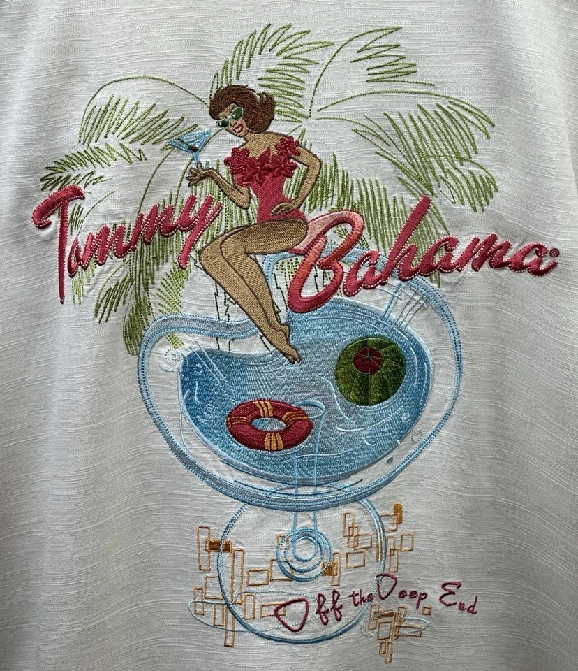 🌴 Tommy Bahama Off the Deep End Embroidered Silk Camp Shirt – Large – EXCELLENT - Image 3 of 4