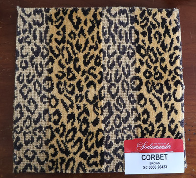 New 8 1/2'' SQ SCALAMANDRE DESIGNER  SAMPLE Animal Print Corbet Brown