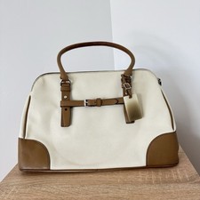 Tumi Verona Double Zip Satchel Villa Bag Purse SAND COATED Twill 73106SN 