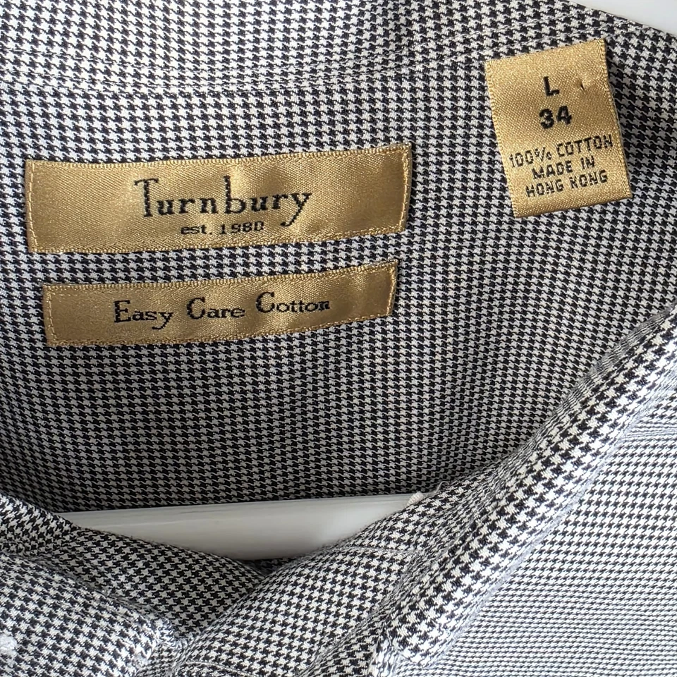 Turnbury Non Iron Men's Large / 34  Gray Checkered Long Sleeve Dress Shirt - Image 3 of 4