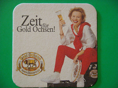 1998 Beer Brewery Coaster ~ GOLD OCHSEN Brauerei Bier ~  Ulm, Germany Since 1597