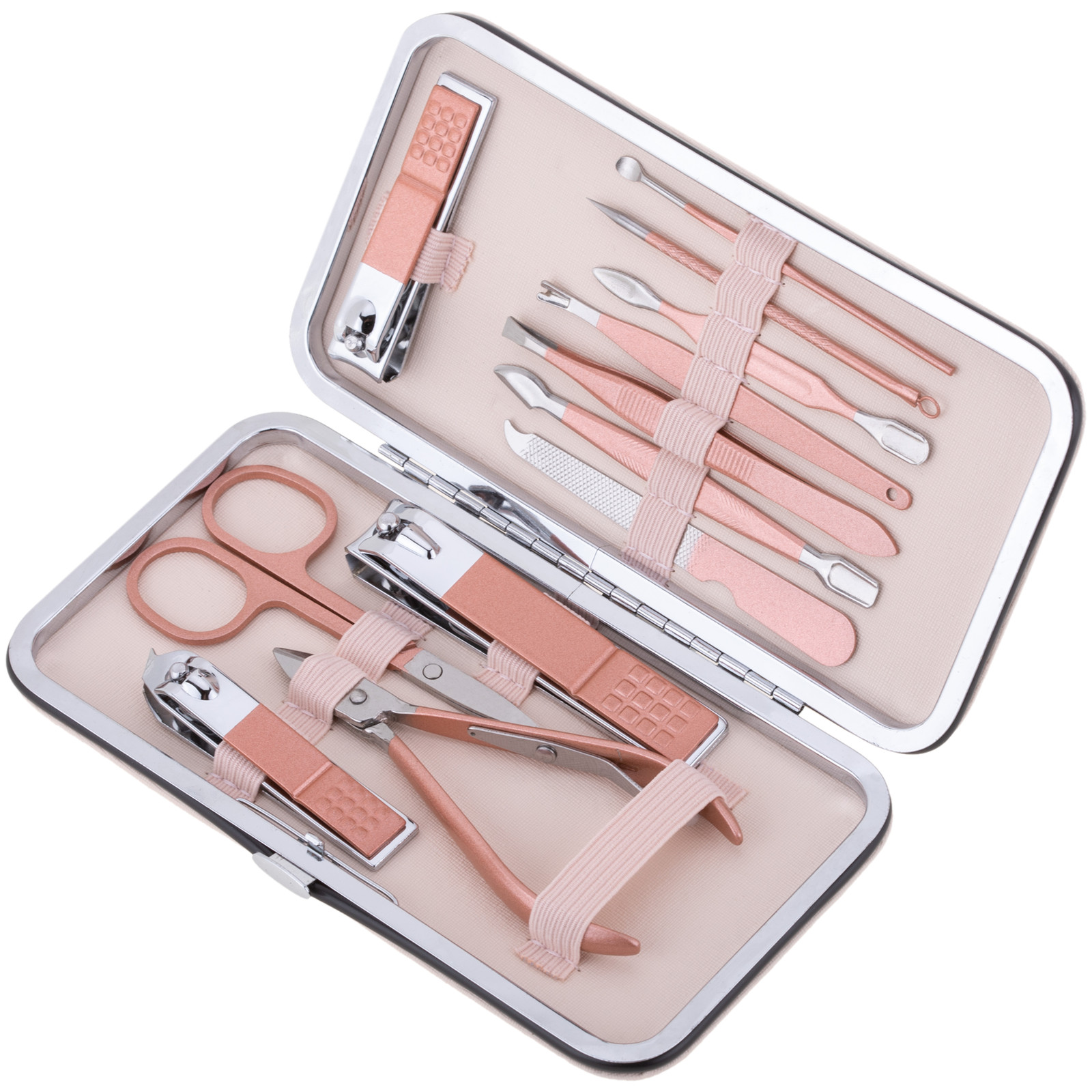 Kit de estuche de manicura y pedicura profesional, set de 12 accesorios...