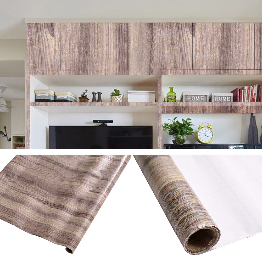 Wood Grain Effect Self Adhesive Vinyl Wrap Cupboard Door Cover Kitchen