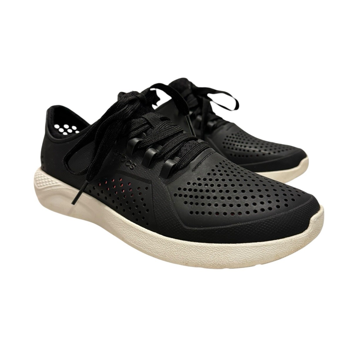 CROCS Women's LiteRide Pacer Sneakers Lace Up Black Casual Shoes Women's  Size