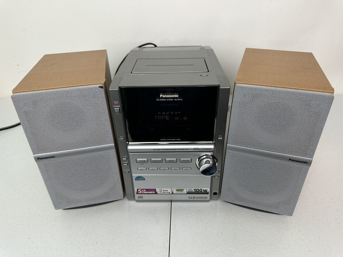 Panasonic SA-PM16 Compact Bookshelf Stereo System - AM/FM 5-CD