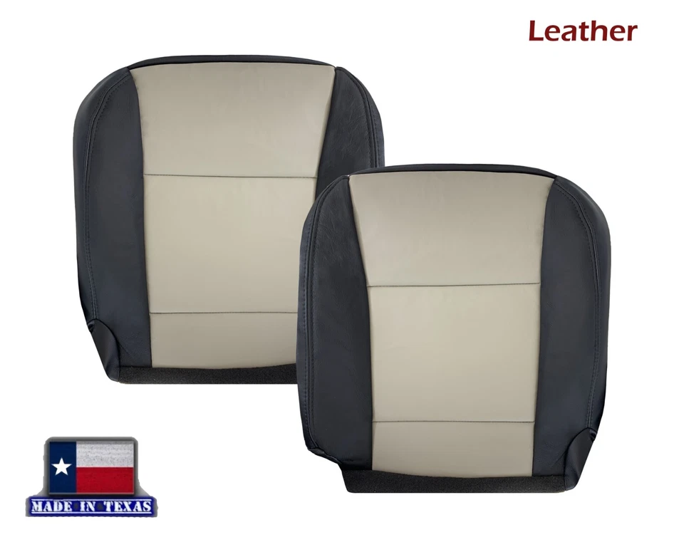 适用于 2007 2008 2009 年福特 Explorer Sport Trac 前皮革座椅套黑色灰色 — 第 2/4 张图片