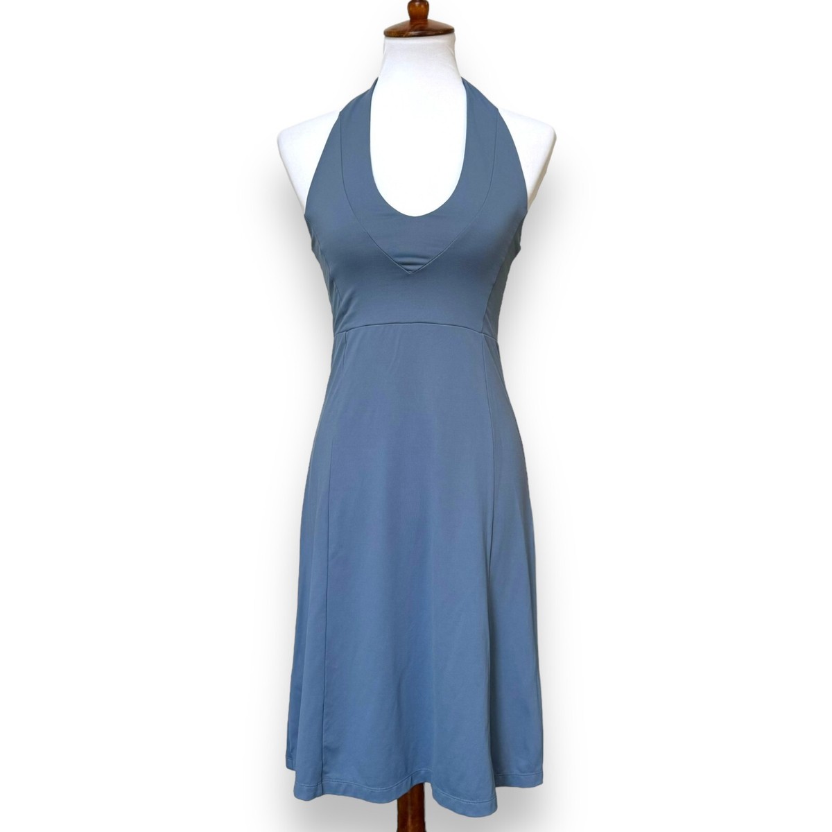 Patagonia Womens A-line Dress Blue Halter Sleeveless Tie Stretch Sporty S |  eBay