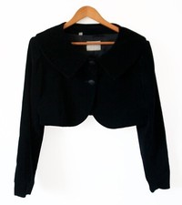 Mexx Luxurious Soft Velvet Cropped Collared Lined Blazer Jacket 12 M 38 Vtg