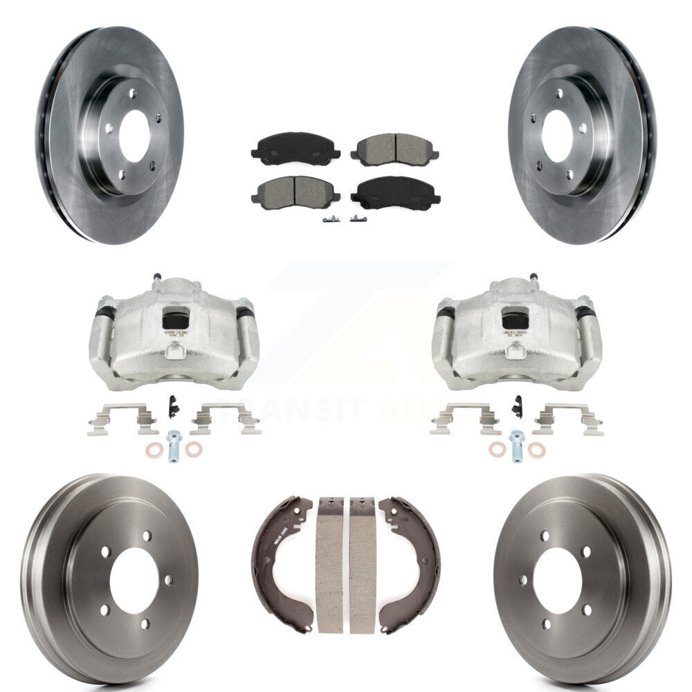 Front Rear Brake Caliper Rotor Drum Semi-Metallic Pad Kit 8Pc for Jeep Patriot