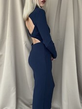 Zara Midi Maxi Kleid Rückenfrei S 36 Blau Abendkleid 2180/205 Weihnachten