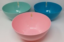 Plastic Round Large Salad Bowls 3L 24cmx11.5cm Pink Blue Turquoise Party Picnic